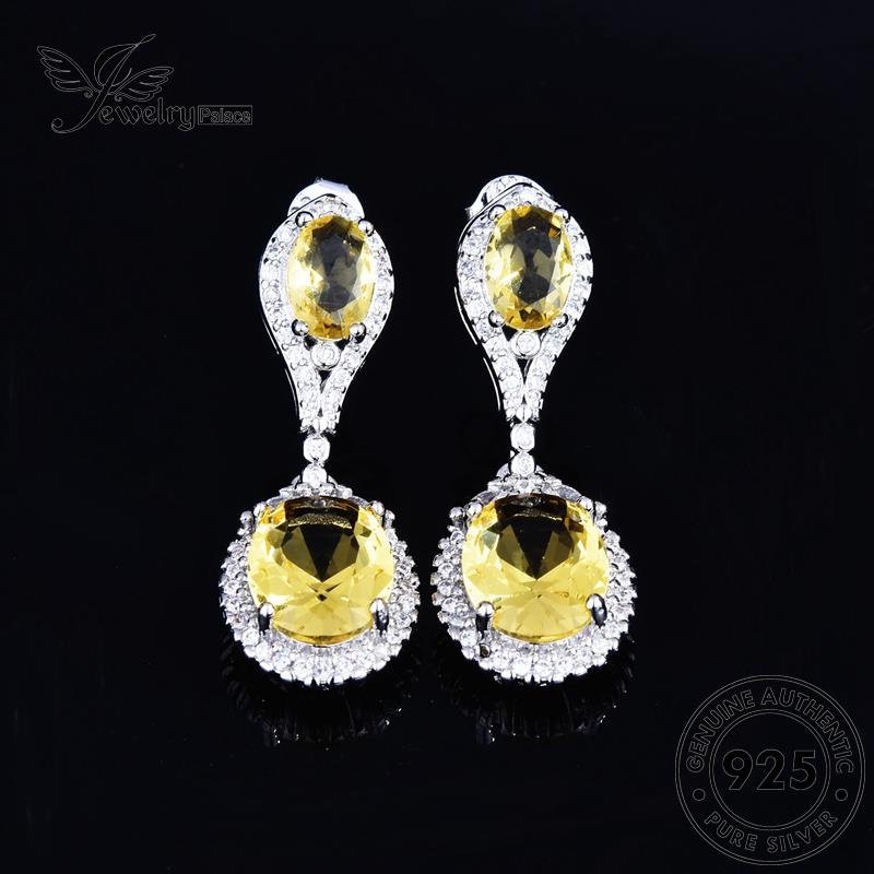 Jewelrypalace Set Telur Wanita Asli925 Kalung Perak Bentuk Citrine Mulia S315