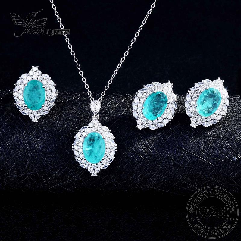 Jewelrypalace Kalung Perak925 Wanita Set Sapphire Mewah Original S368