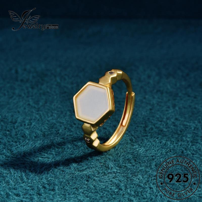 Jewelrypalace Simple925 Set Wanita Kalung Hexagon Perak Asli Giok S370