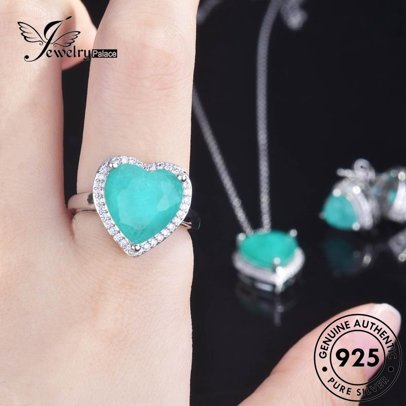 Jewelrypalace925 Kalung Fashion Aquamarine Set Wanita Perak Asli S340