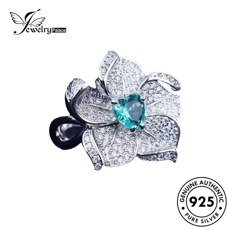 Perhiasanpalace Perak Wanita Bunga Set The Aquamarine Asli925 Kalung S406