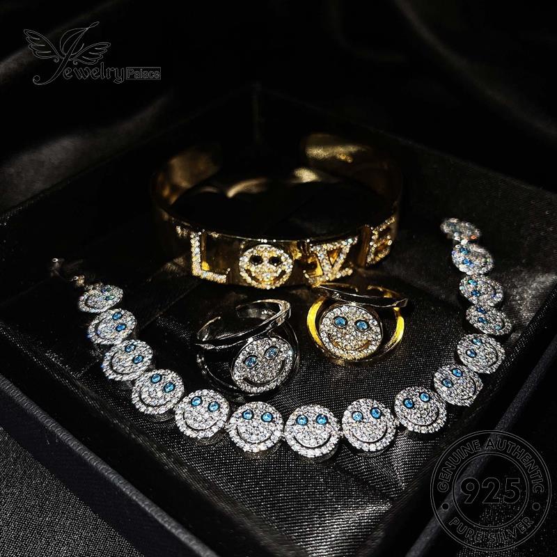 Jewelrypalace Set Emas Moissanite Berlian925 Asli Kalung Smile Perak Wanita Mulia S412