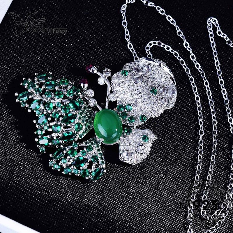 Jewelrypalace Original Kalung Set Kupu-Kupu Wanita Emerald Perak925 Elegant S381