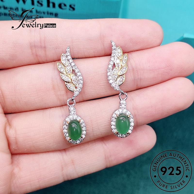 Jewelrypalace Kalung Emerald Noble Set Daun Asli Wanita Perak925 S388