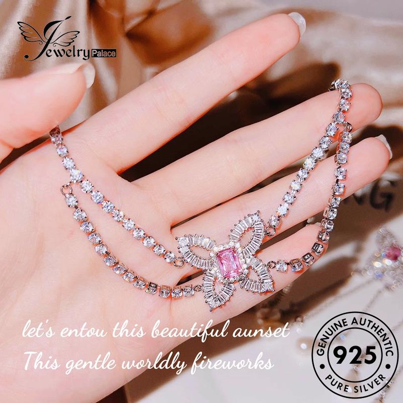 Jewelrypalace Kalung Perak Set Moissanite Kupu Berlian925 Wanita Asli S490