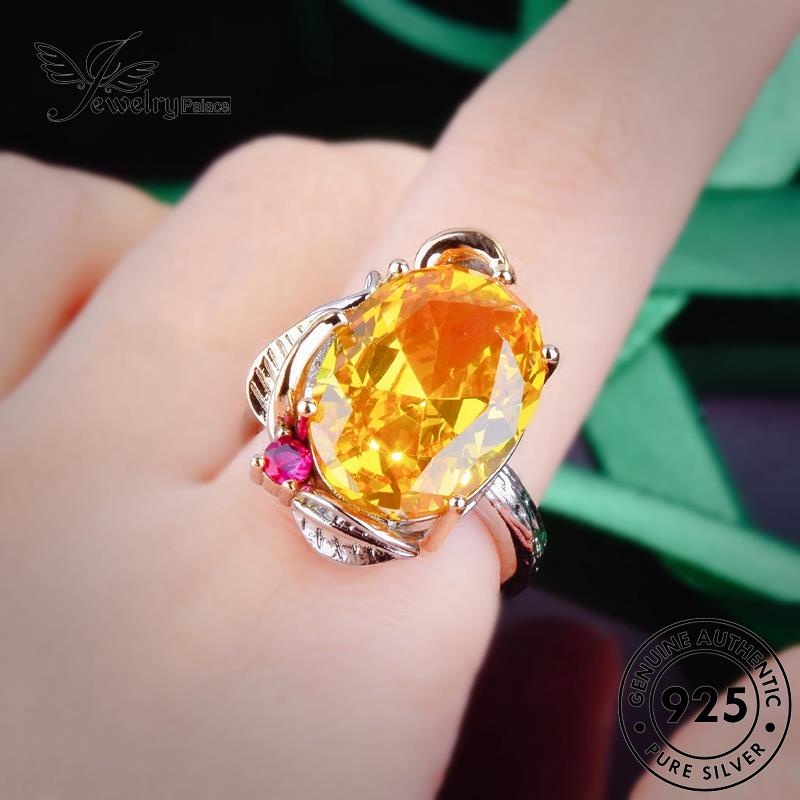 Jewelrypalace Asli925 Zamrud Wanita Citrine Cincin Perak Perhiasan Ruby Safir Mewah M105