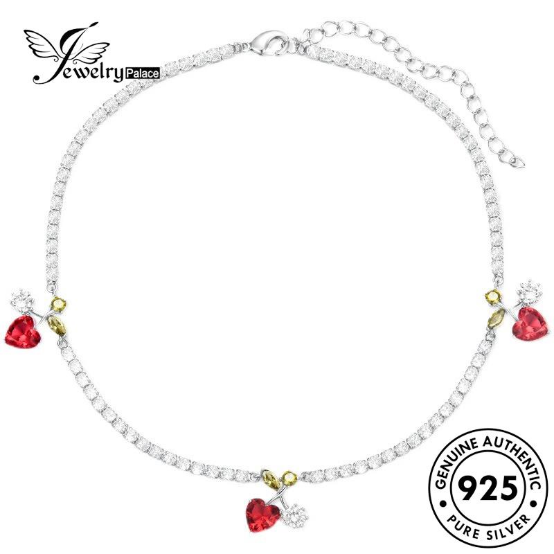 Jewelrypalace Sweet Kalung Perak Wanita Cherry Asli Set Berlian Moissanite925 S472