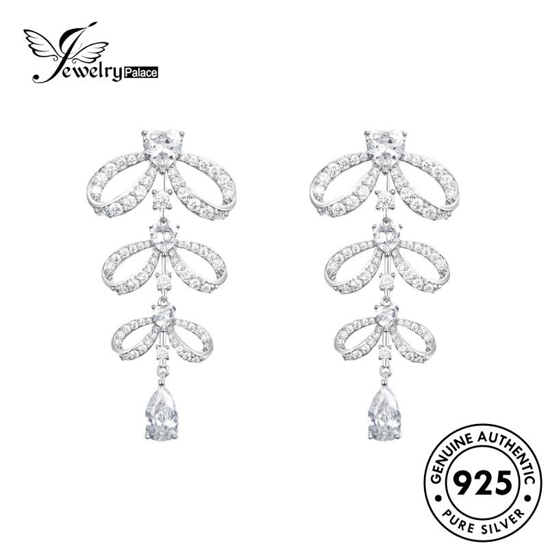 Jewelrypalace Berlian925 Busur Perak Asli Dasi Set Wanita Moissanite Kalung S475