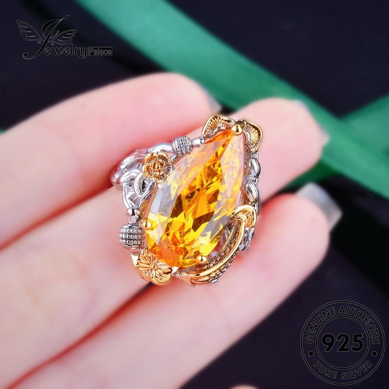 Perhiasantempat Wanita Set Kalung Asli Perak925 Citrine Gold Bertekstur S478