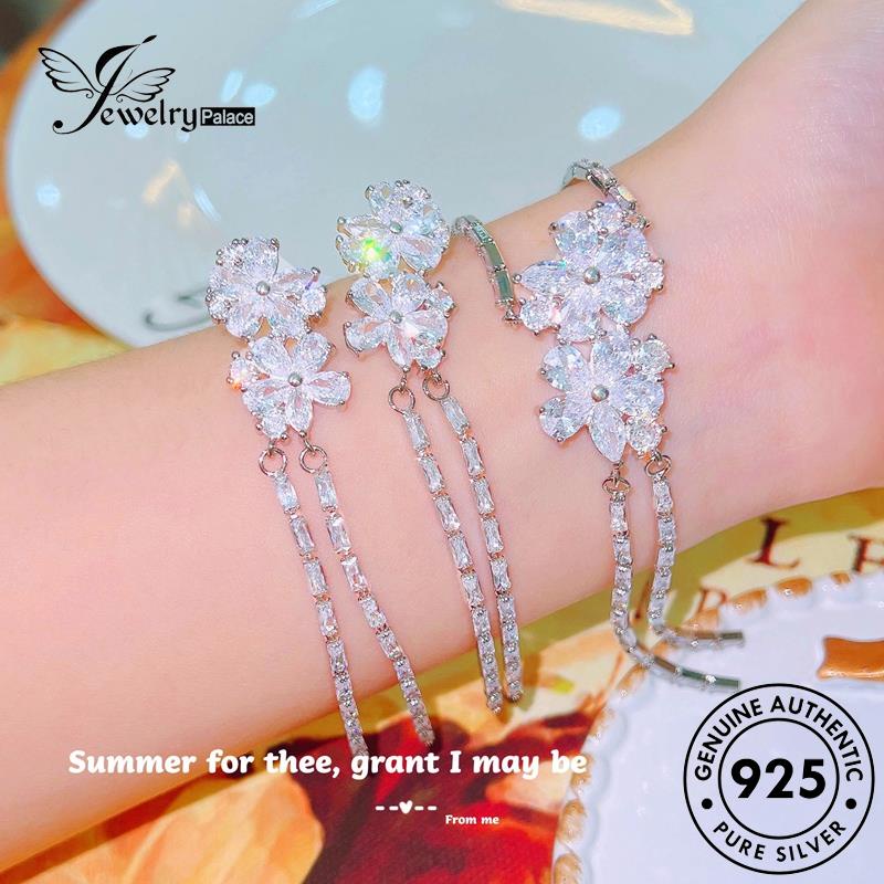 Perhiasantempat Wanita Asli Moissanite Kalung Berlian Set Perak925Bunga S547