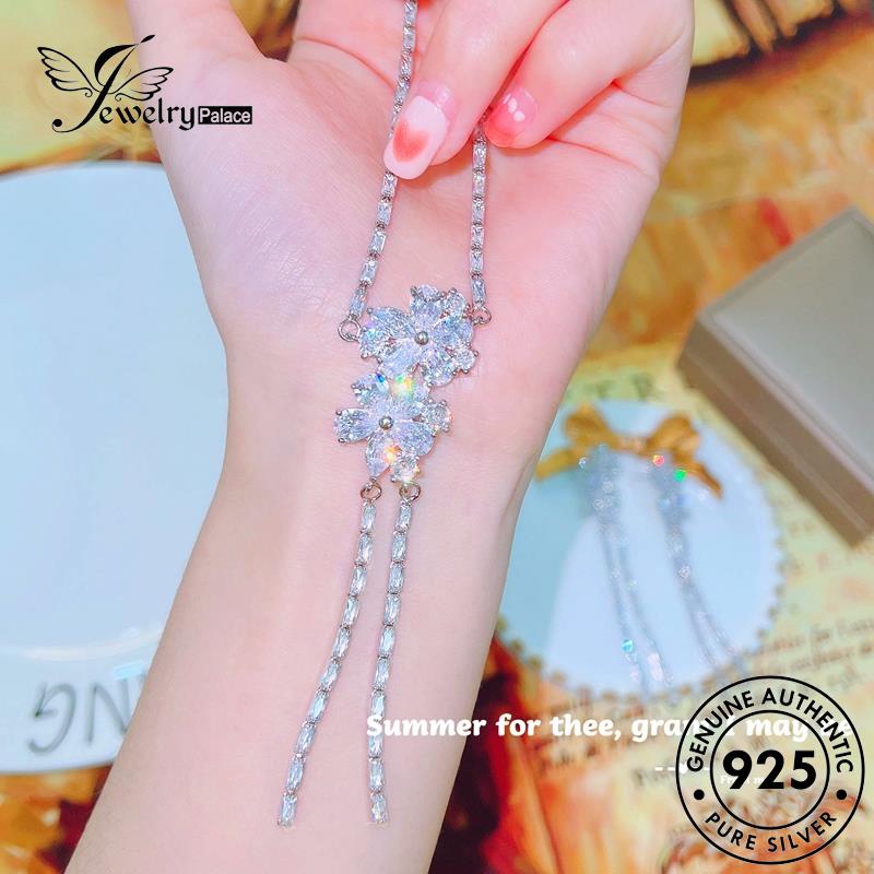 Perhiasantempat Wanita Asli Moissanite Kalung Berlian Set Perak925Bunga S547