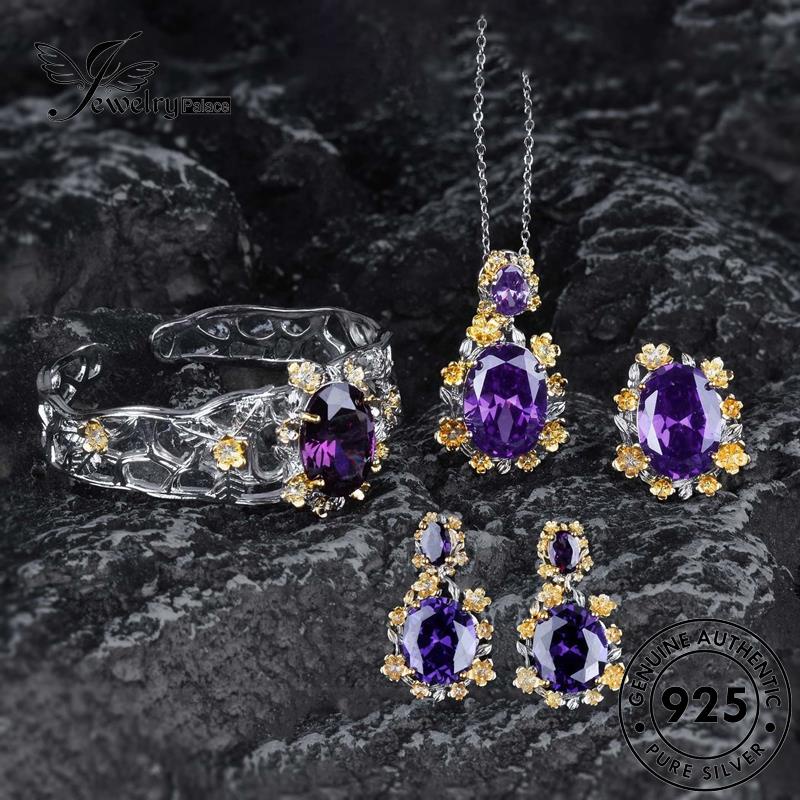 Jewelrypalace Amethyst Original Kalung Wanita Plum Bossom Set925 Perak S517