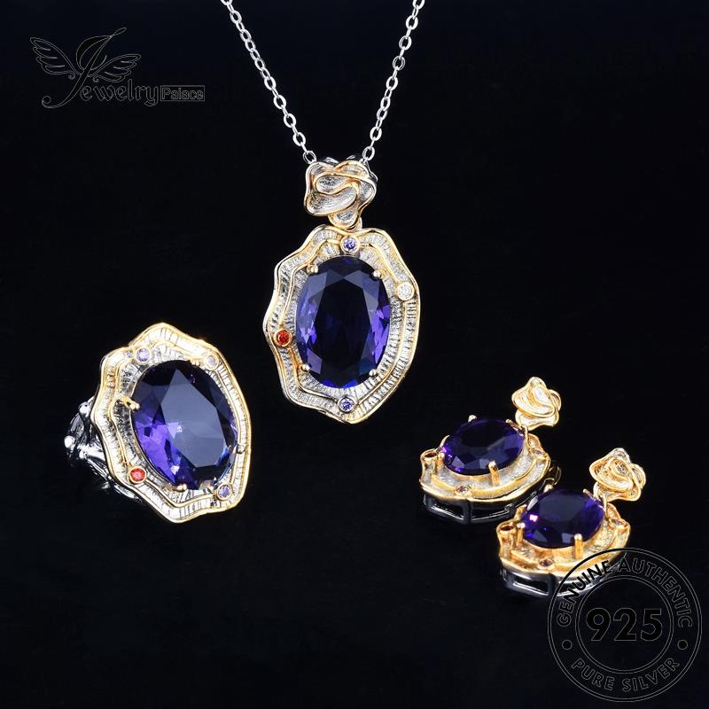 Jewelrypalace Amethyst Temperamen Set Perak925 Wanita Kalung Asli S522