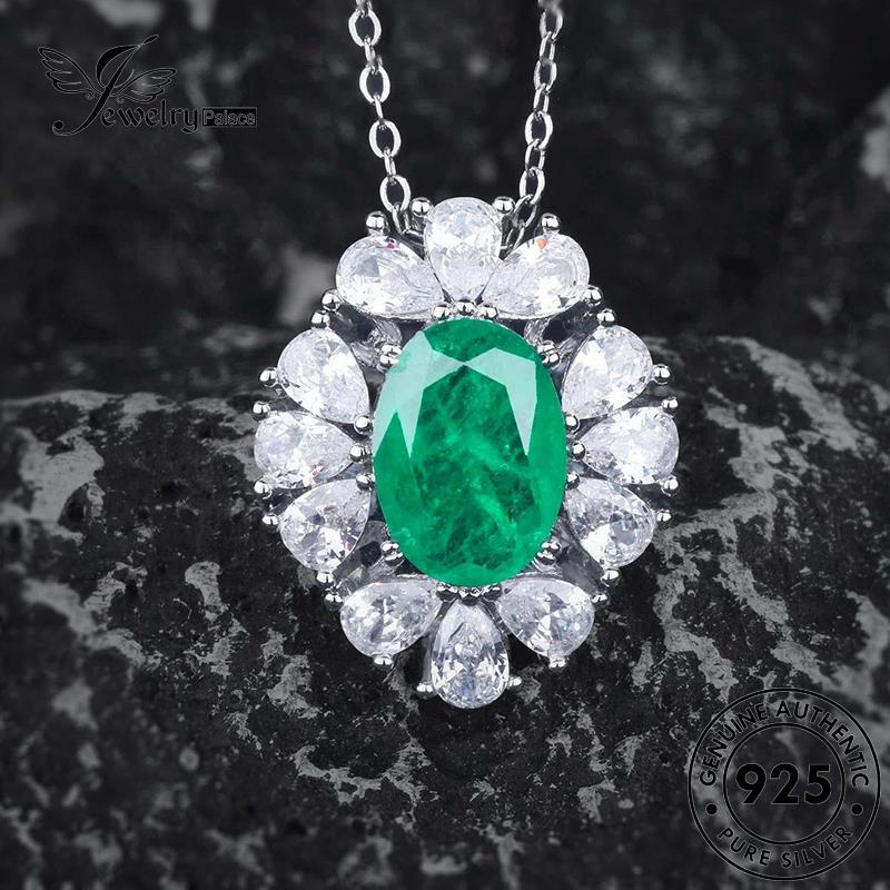 Jewelrypalace Perak Asli925 Set Wanita Emerald Kalung Mewah S613