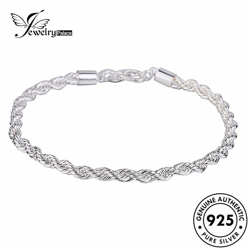 Jewelrypalace Original Tali Simple925Gelang Pria Twist Silver B621