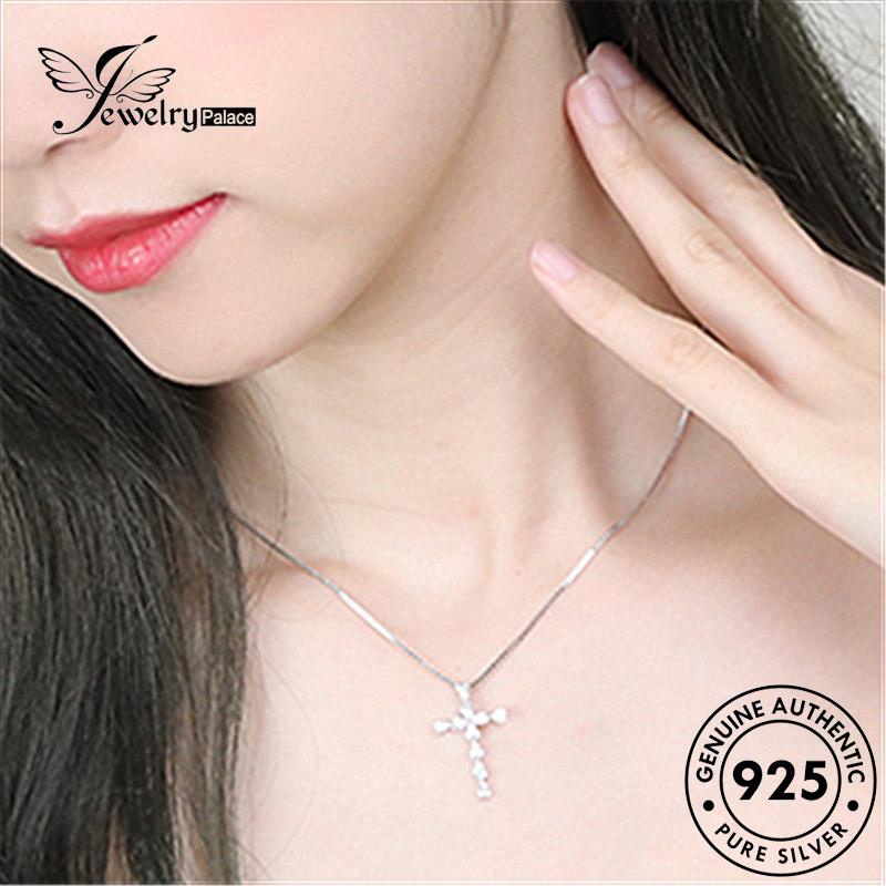 Jewelrypalace Moissanite Fashion Salib925 Wanita Asli Kalung Perak Berlian N926