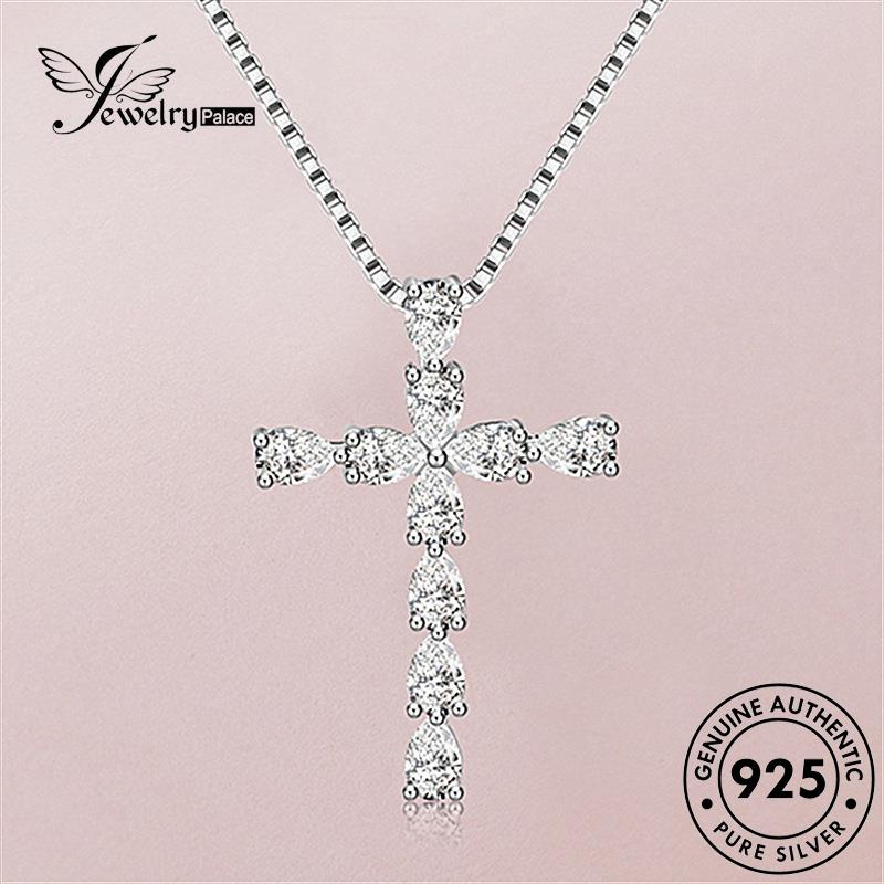 Jewelrypalace Moissanite Fashion Salib925 Wanita Asli Kalung Perak Berlian N926