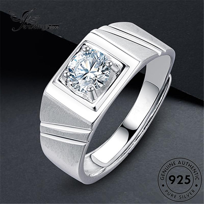 Jewelrypalace Pria Temperamen Berlian925 Asli Moissanite Cincin Perak R202