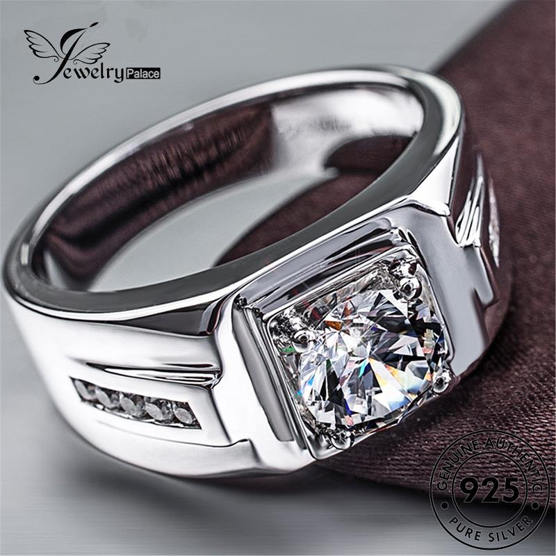 Jewelrypalace Cincin Moissanite Berlian925 Perak Pria Asli Fashion R214