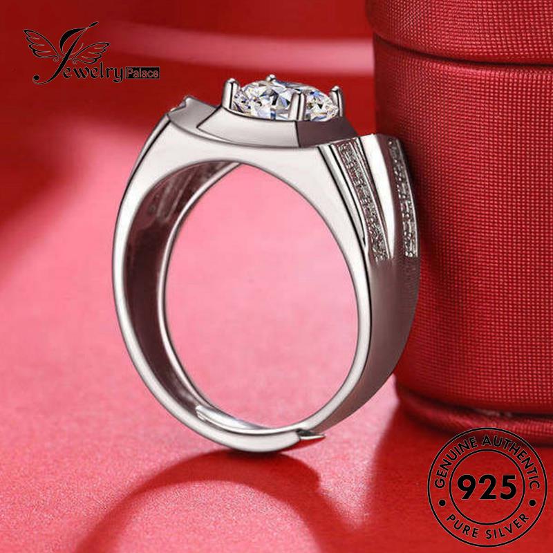 Tempat Perhiasan Pria Berlian Moissanite Asli Simple Perak925Cincin R256