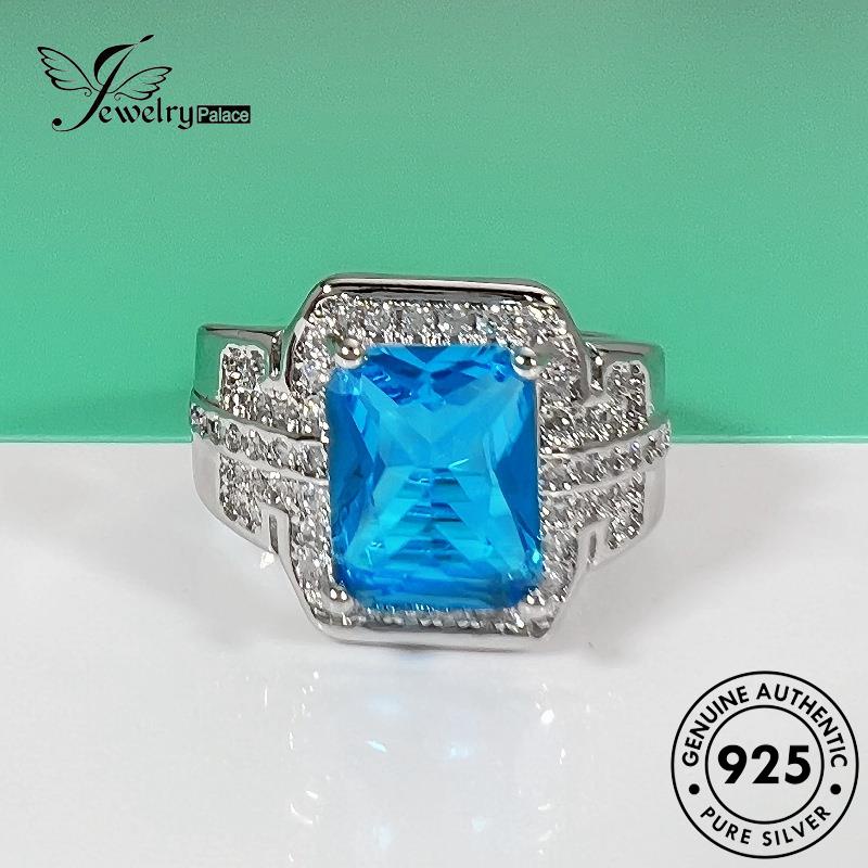 Tempat Perhiasan925 Perak Asli Wanita Retro Citrine Square Rings R270