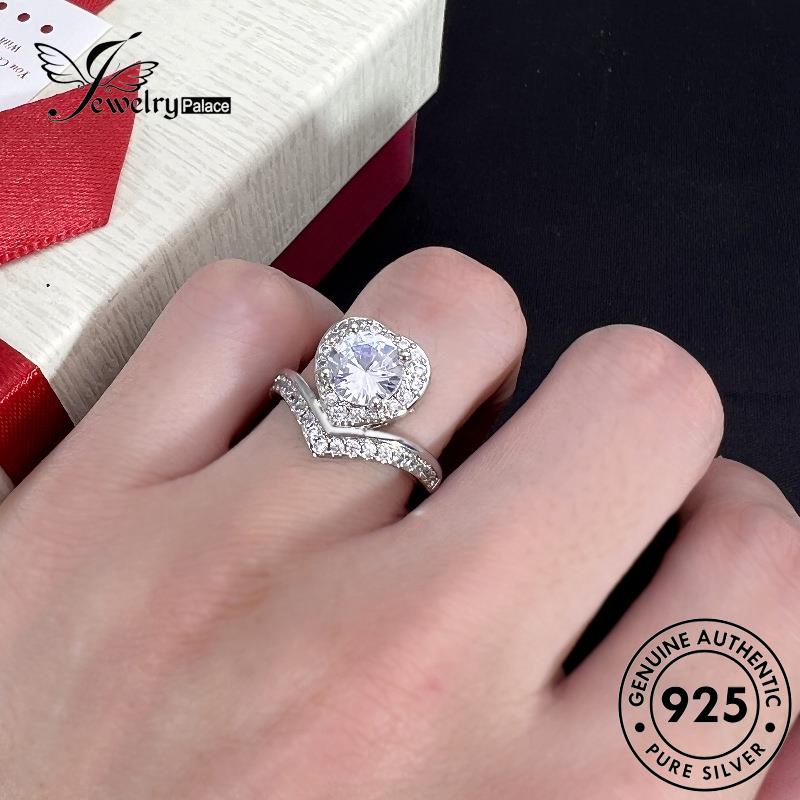 Jewelrypalace Cincin Wanita Asli Moissanite Kepribadian Perak Berlian Love925 R159