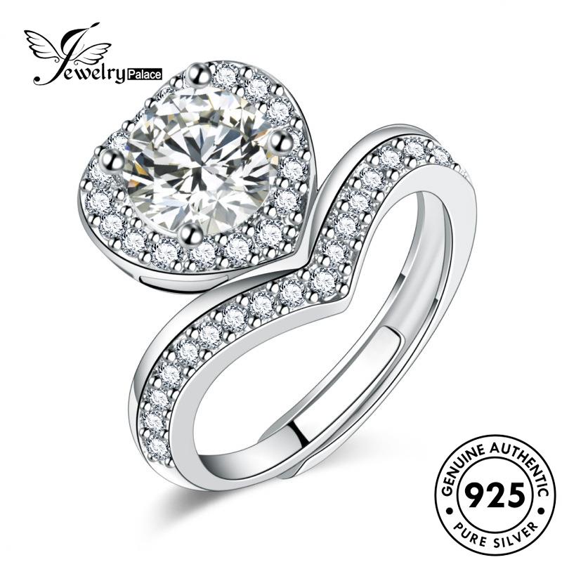 Jewelrypalace Cincin Wanita Asli Moissanite Kepribadian Perak Berlian Love925 R159