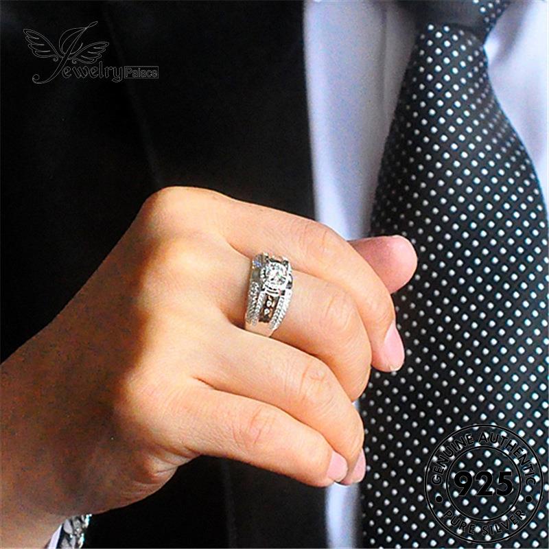 Perhiasantempat Cincin Simple925 Berlian Moissanite Asli Pria Perak R187