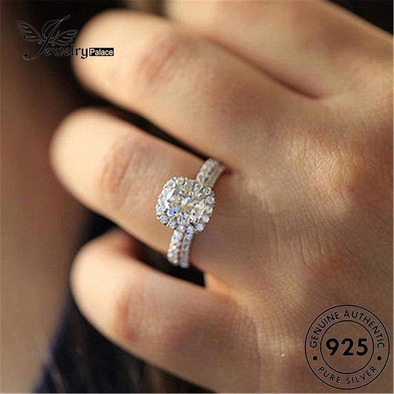 Jewelrypalace Arrows Couple Berlian Kreatif Hati Dan Cincin Asli Perak925 Moissanite R354