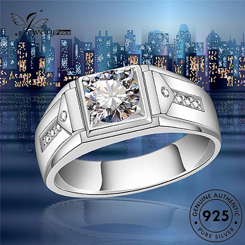 Jewelrypalace Moissanite Asli Berlian925 Perak Pria Rings Fashion R396