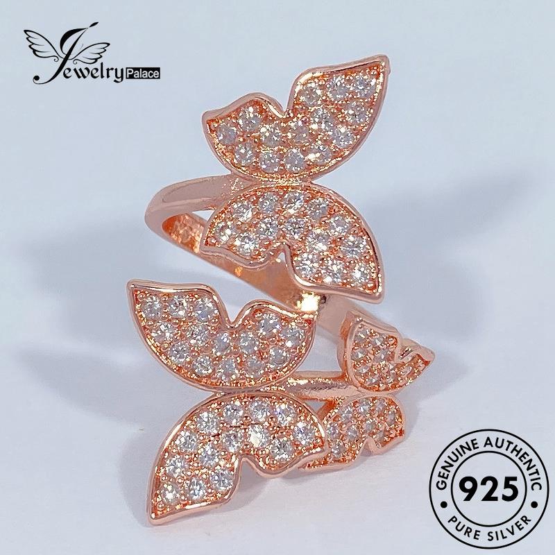 Jewelrypalace Cincin Berlian Asli925 Kupu-Kupu Wanita Kepribadian Emas Moissanite Perak R504