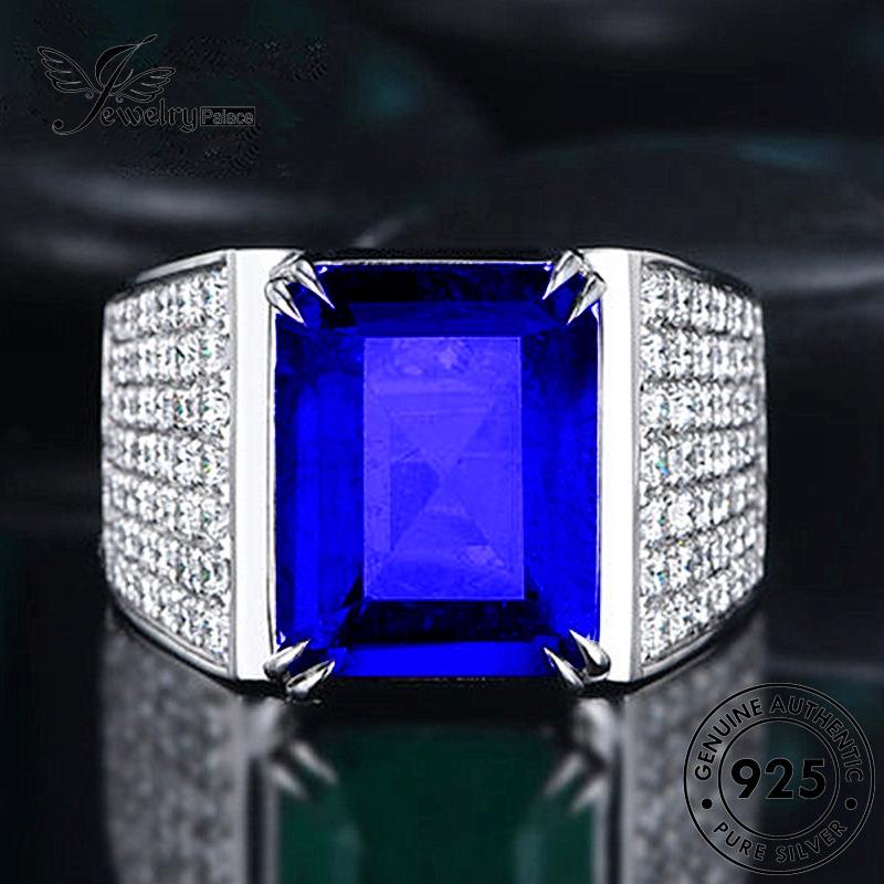 Jewelrypalace Mewah Asli Pria Kotak Perak925 Cincin Safir R509