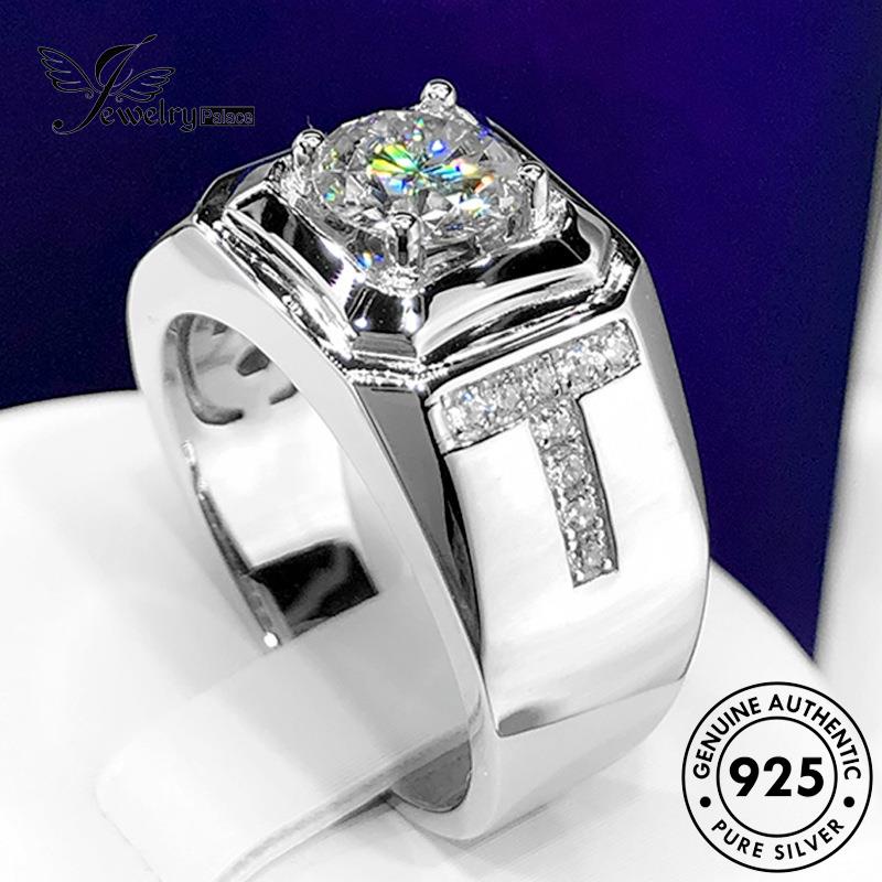 Jewelrypalace Cincin Huruf Fashion Asli T Pria Moissanite Perak925 Berlian R519