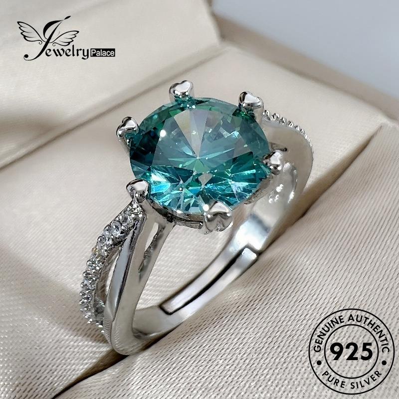 Tempat Perhiasan Wanita925 Perak Kepribadian Aquamarine Cincin Cinta Asli R465