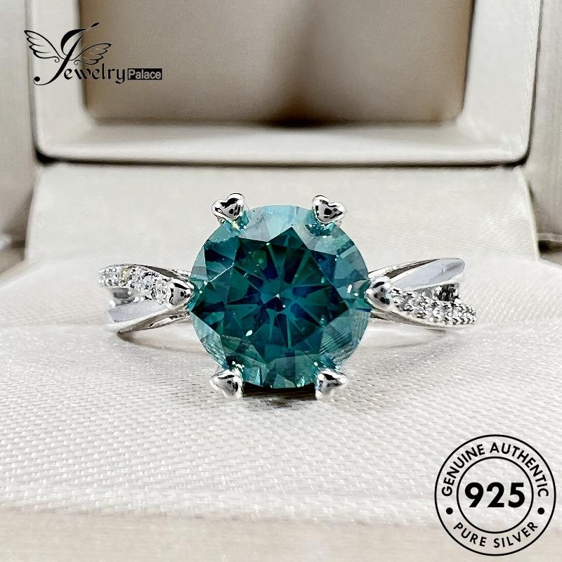 Tempat Perhiasan Wanita925 Perak Kepribadian Aquamarine Cincin Cinta Asli R465