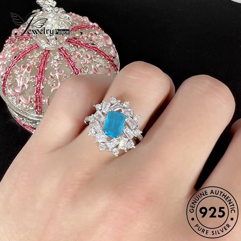 Jewelrypalace Square Perak Asli925 Cincin Wanita Mewah Zamrud R469