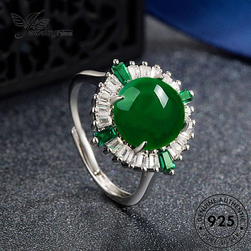 Jewelrypalace Cincin Wanita Retro Perak Asli925 Giok Bulat R490