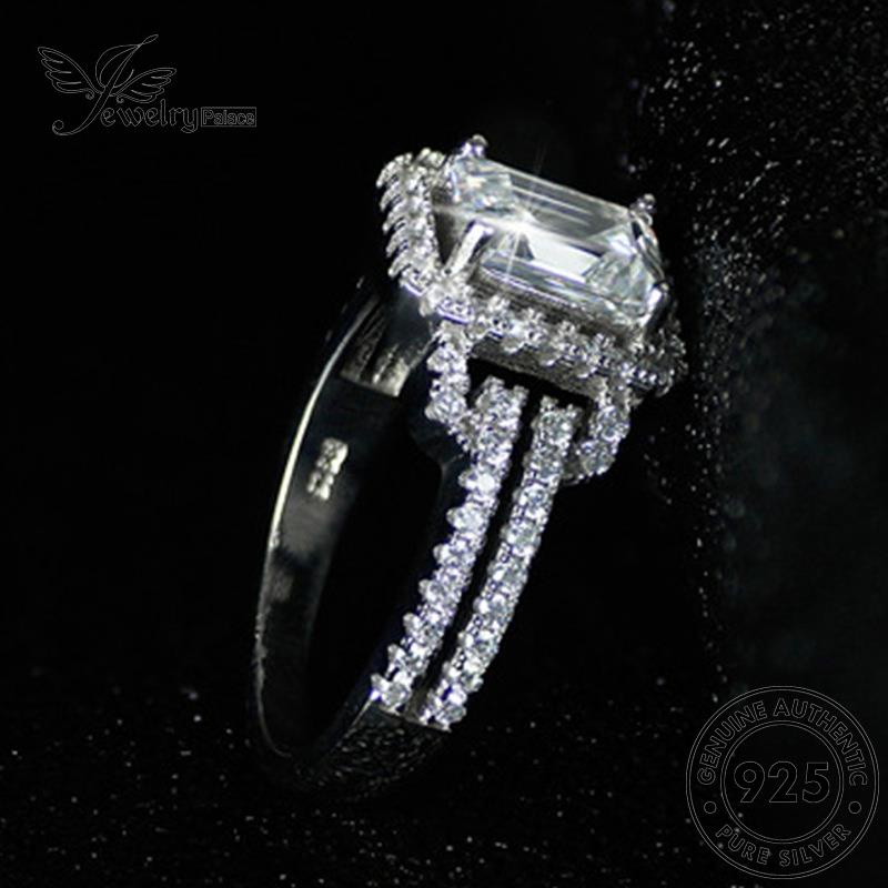 Jewelrypalace Moissanite Persegi Berlian925Asli Cincin Kepribadian Perak Wanita R552