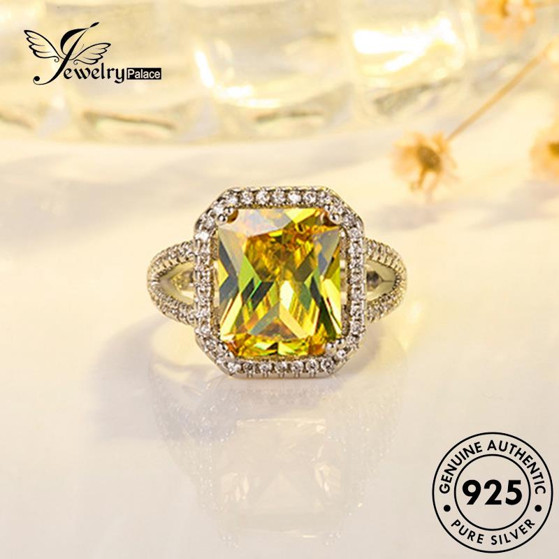 Tempat Perhiasan925 Kristal Asli Silver Pink Berlian Mewah Cincin Kotak Wanita R553