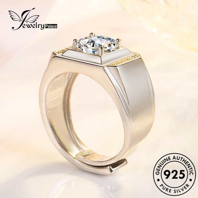 Jewelrypalace Cincin Moissanite Asli Pria Perak Mendominasi925 Berlian R578