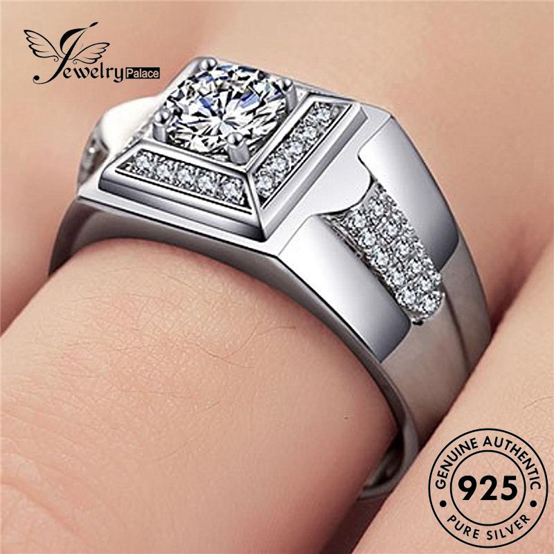 Jewelrypalace Moissanite Berlian925 Cincin Pria Perak Asli Mewah R584