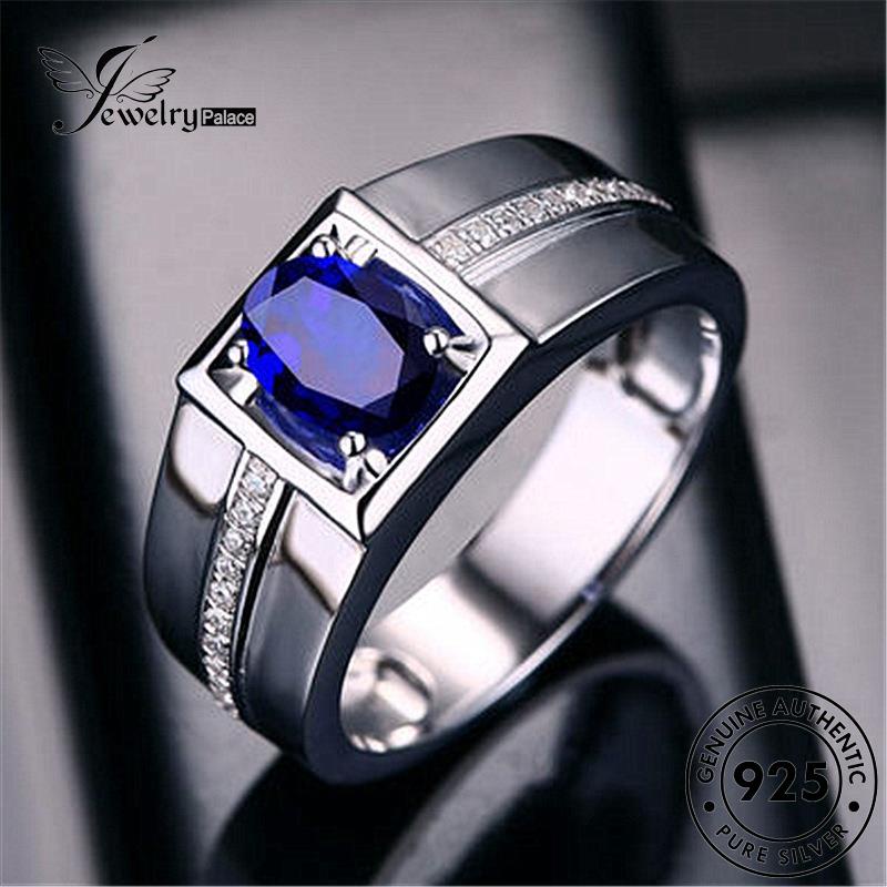 Jewelrypalace Cincin Wanita Simple Safir Oval925 Perak Asli R643