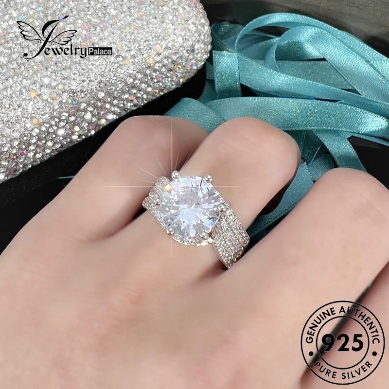 Jewelrypalace Cincin Wanita Moissanite Kreatif Emas925 Lingkaran Asli Berlian Perak R853