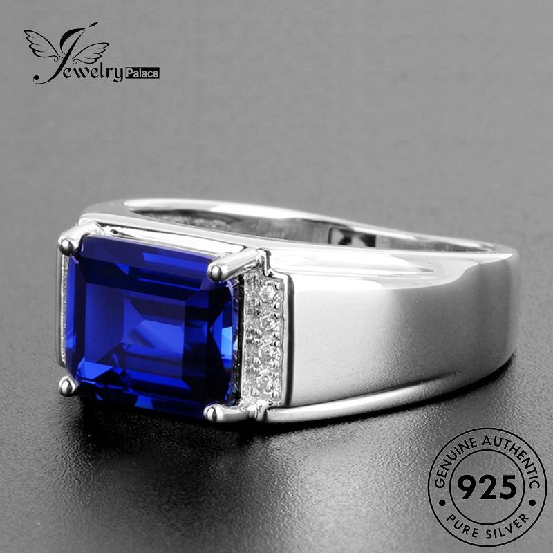 Jewelrypalace Kepribadian Aquamarine Wanita Asli925 Cincin Perak Kotak R862