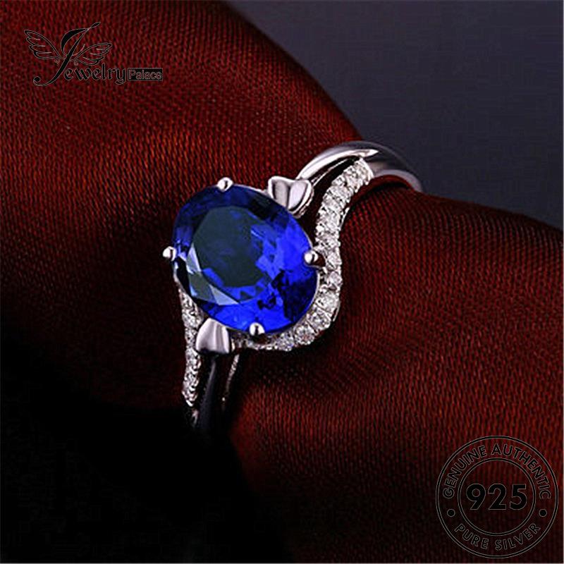 Jewelrypalace Cincin Oval Asli Safir Wanita Perak925 Simple R622