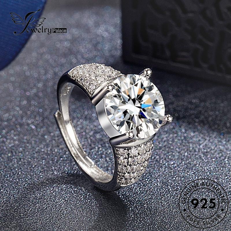 Jewelrypalace Moissanite Perak Wanita Cincin Berlian Klasik Asli Bulat Emas925 R884