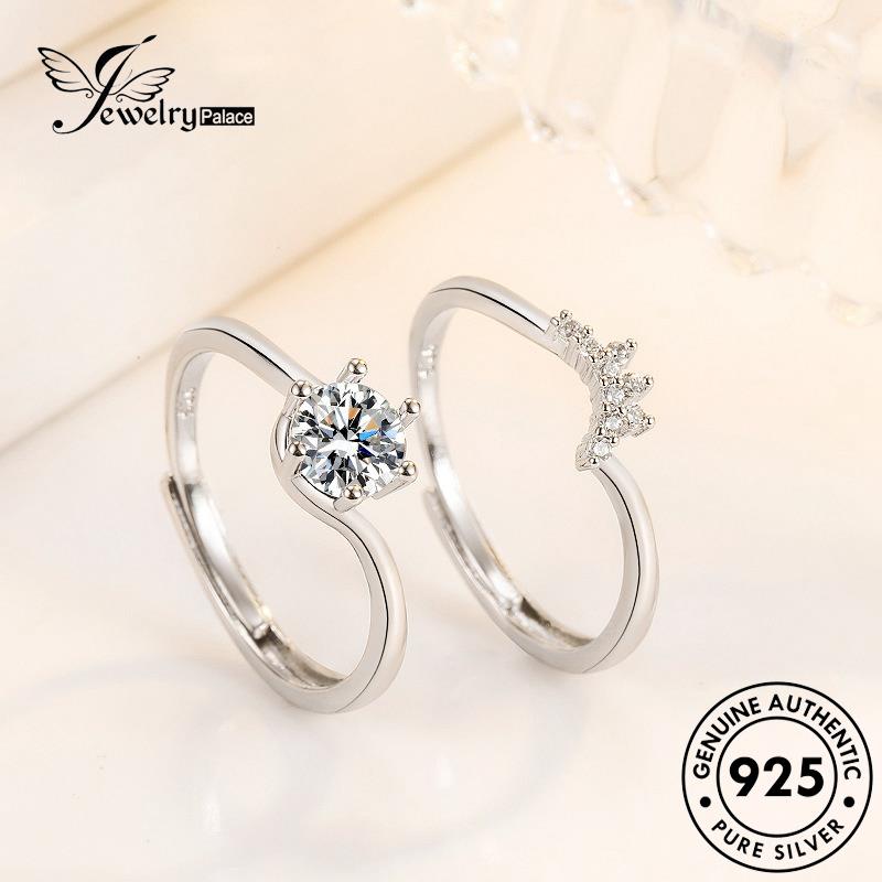 Perhiasantempat Cincin Couple Love Asli Moissanite Perak Simple Berlian925 R911