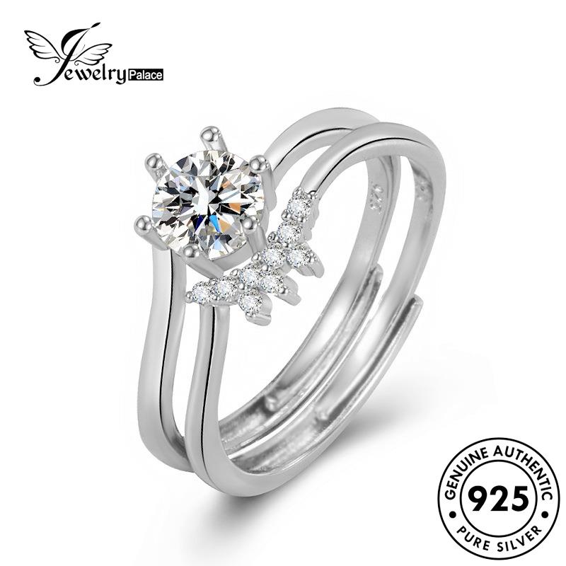 Perhiasantempat Cincin Couple Love Asli Moissanite Perak Simple Berlian925 R911