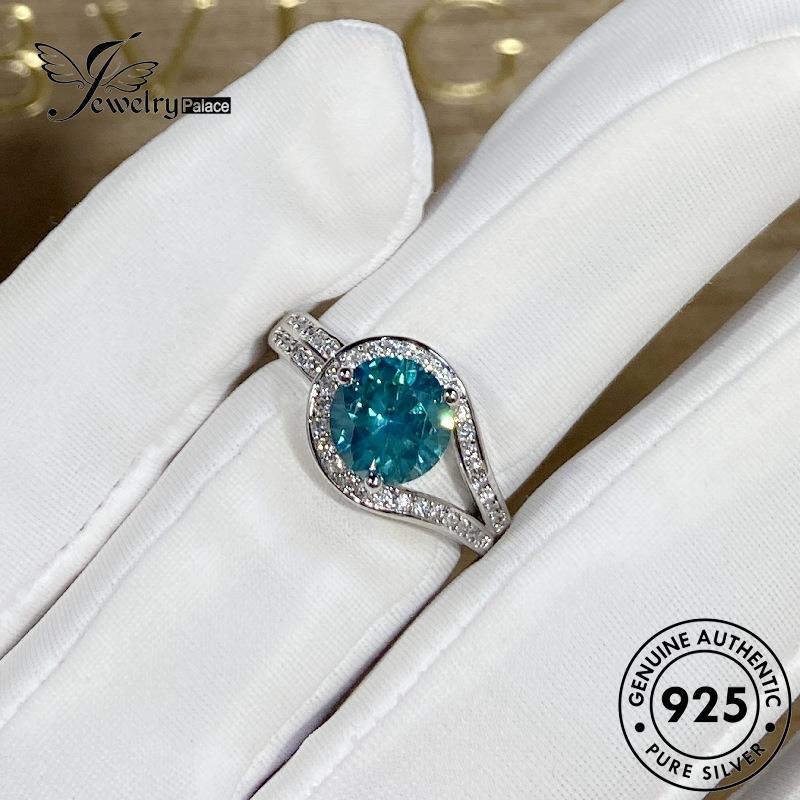 Jewelrypalace925 Zamrud Asli Cincin Perak Kancing Temperamen Wanita R1000