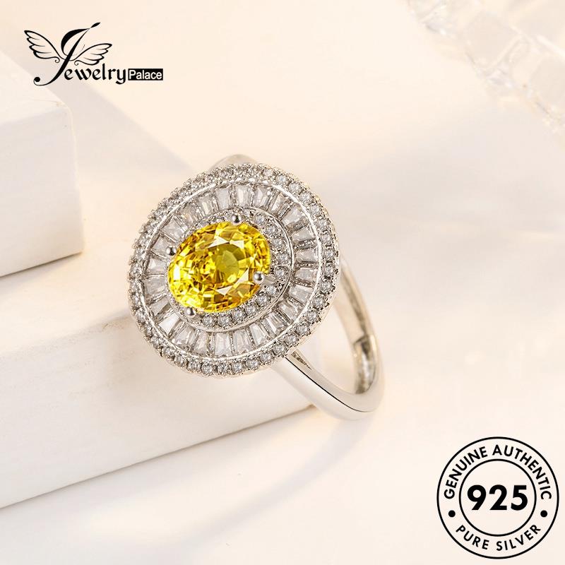 Jewelrypalace Cincin Asli Citrine Mewah Wanita Perak Oval925 R1039